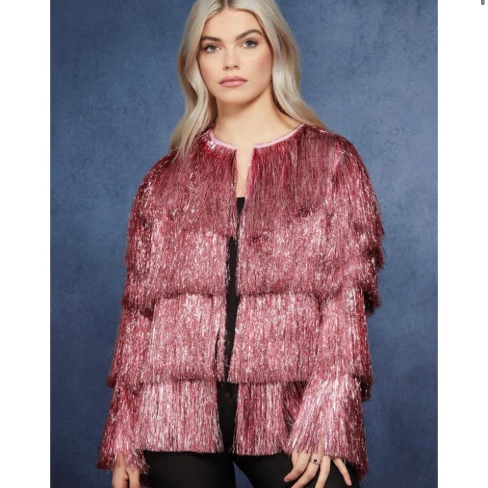 Pink tiered tinsel jacket